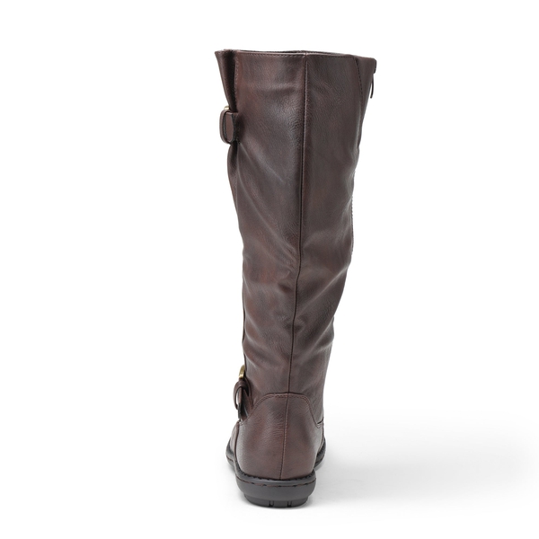 Wide Calf  Knee High Faux Fur Boots - WIDE CALF BROWN - 4